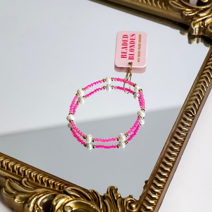 Beaded Blondes | Hot Pink Pearl Bracelet