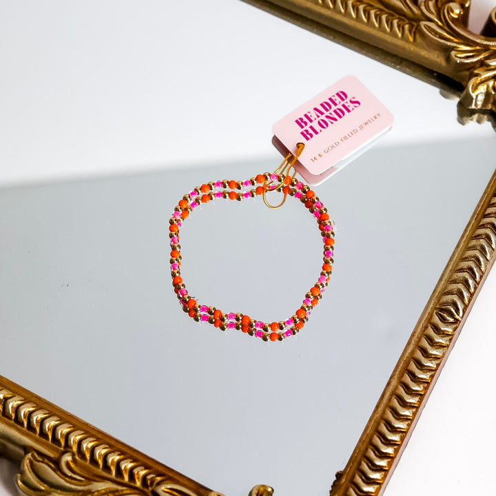 Beaded Blondes | Hot Pink and Orange Demi Bracelet