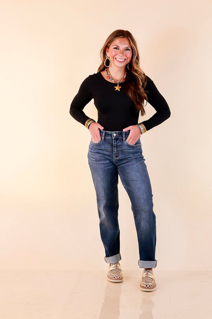 Judy Blue | Keep it Simple Billie Boyfriend Denim Jeans in True Indigo Dark Wash