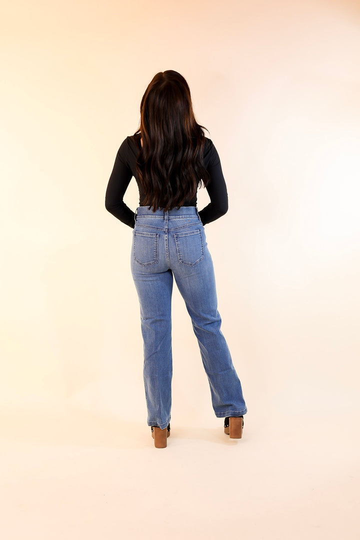 SPANX | EveryWear Kick Flare Crop Denim Jeans in Vintage Indigo (Medium Wash)