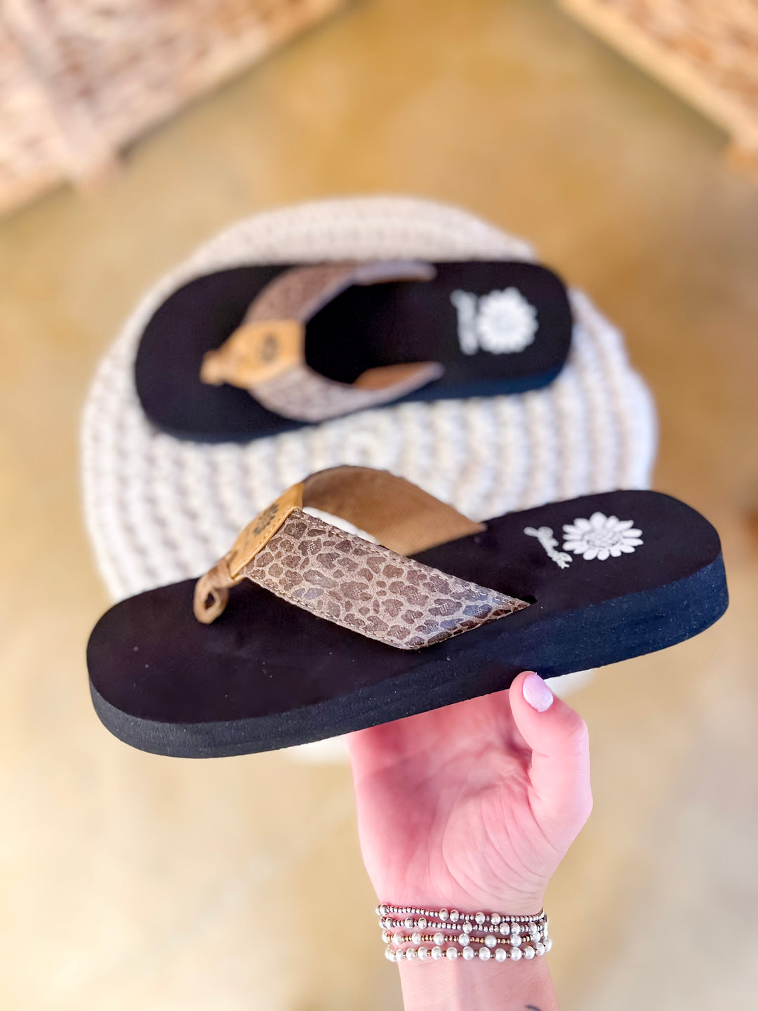 Yellow Box | Flexter Comfort Flip Flops in Leopard Print