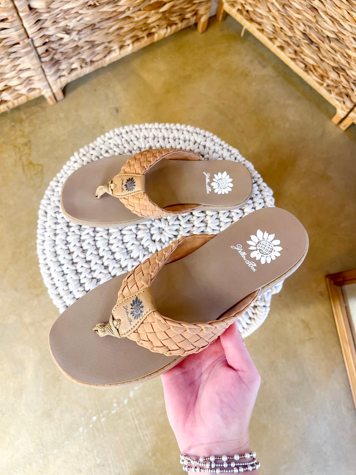 Yellow Box | Irving Woven Comfort Flip Flops in Almond