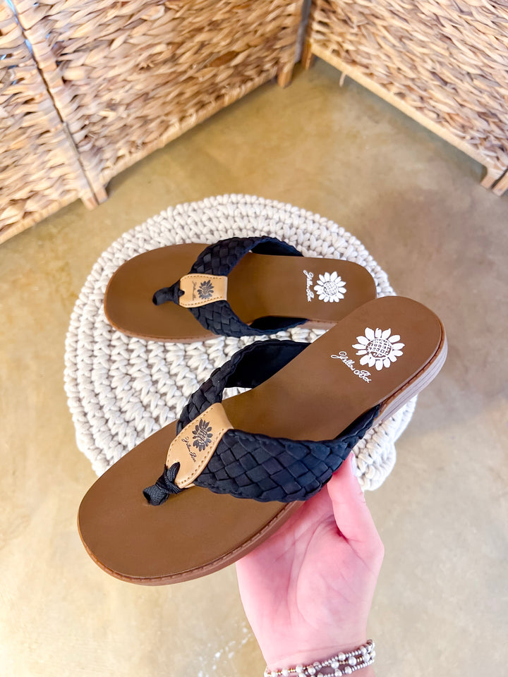 Yellow Box | Irving Woven Comfort Flip Flops in Black
