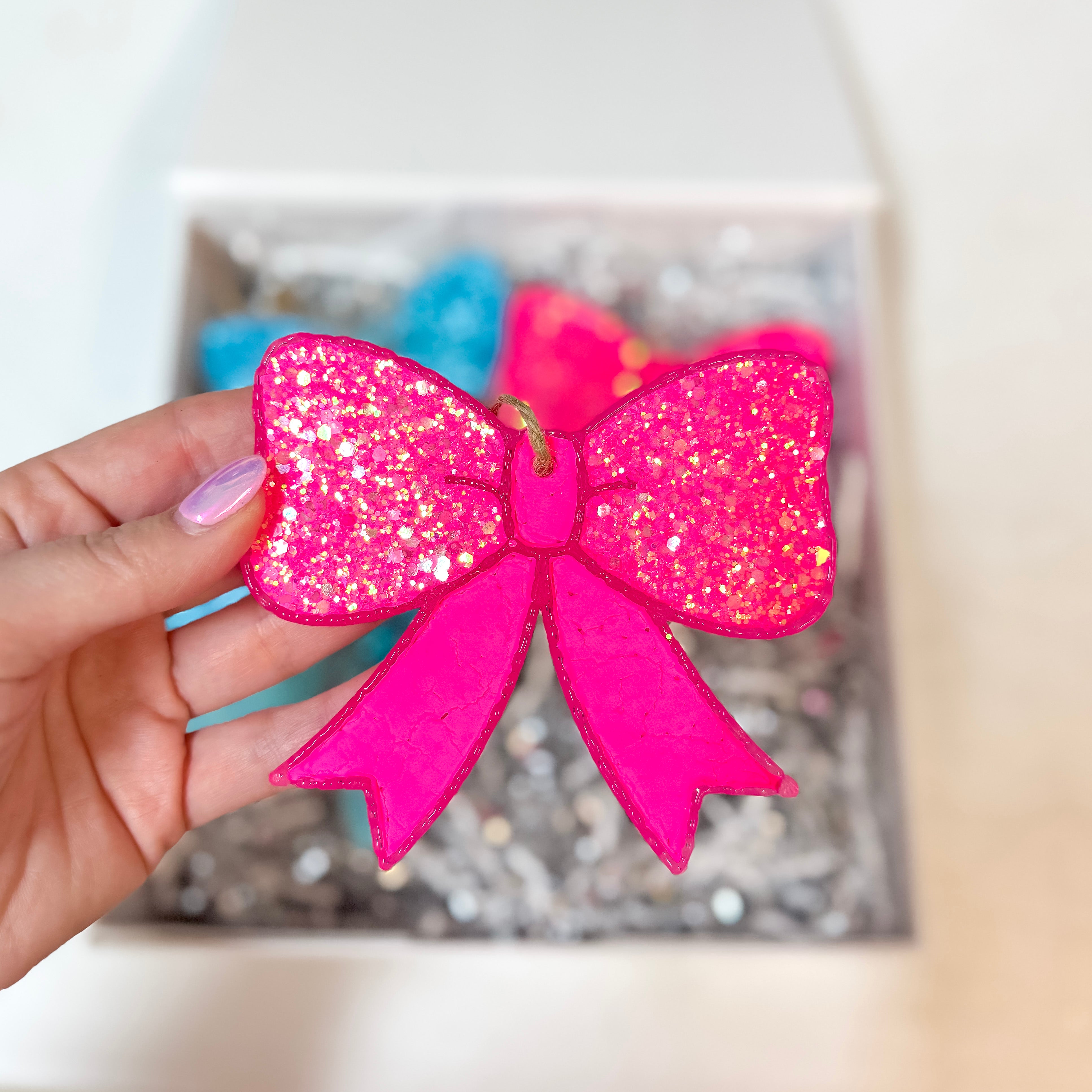 Pink Pizzazz Glittery Bow Freshie in Various Scents