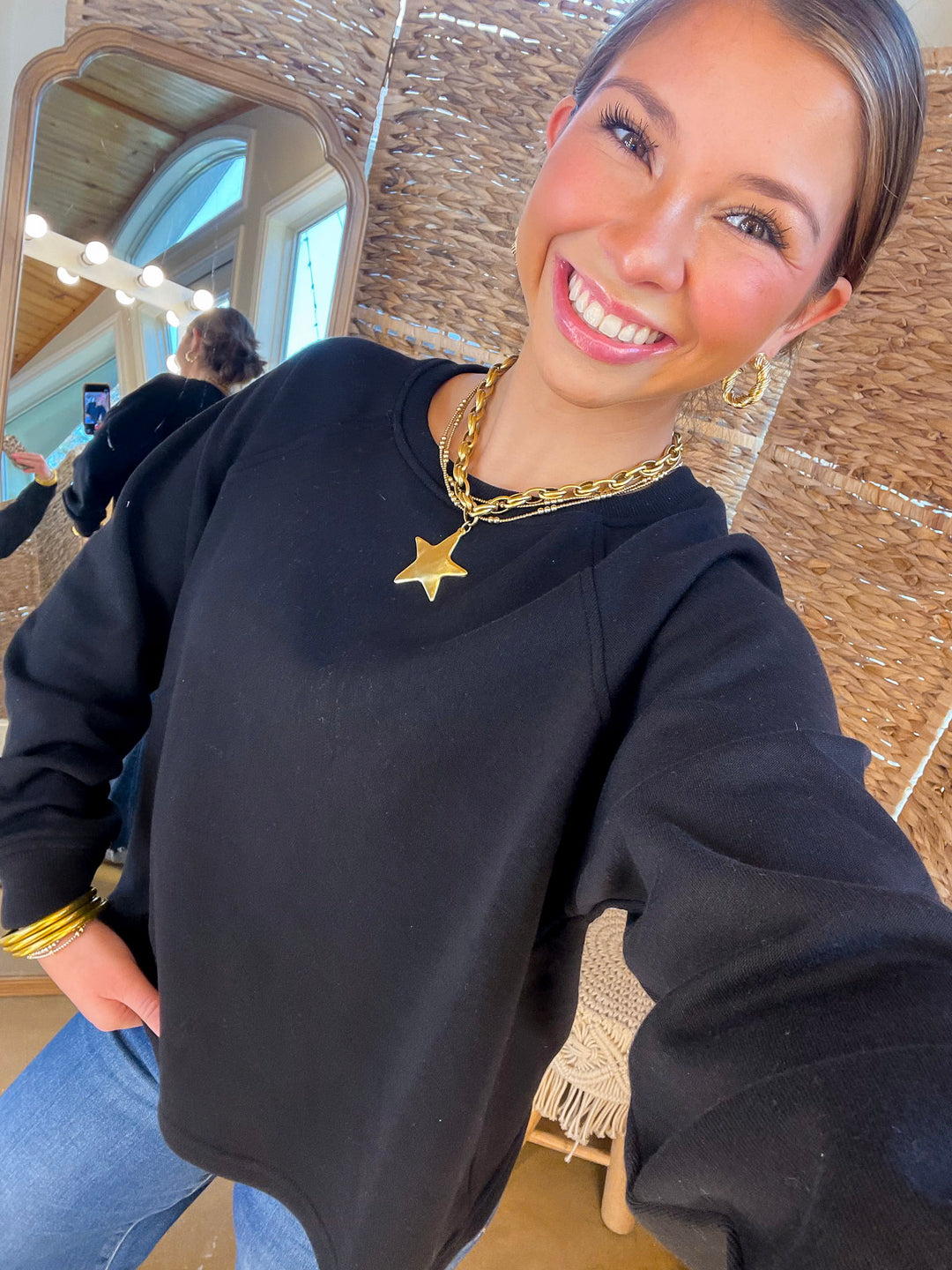 Relaxed and Refined Cropped Luxe Sweatshirt in Black, Kelly Green, and Forest Green