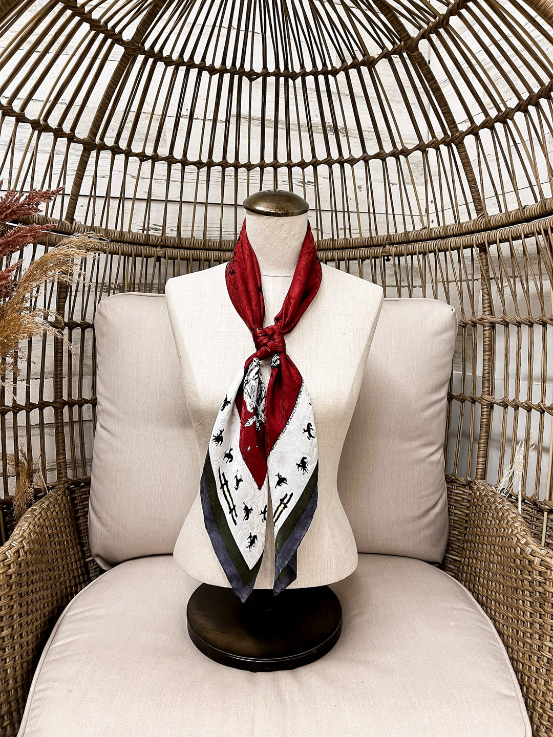 Wyoming Traders | LTD Edition | Fences Print Silk Wild Rag Scarf in Maroon