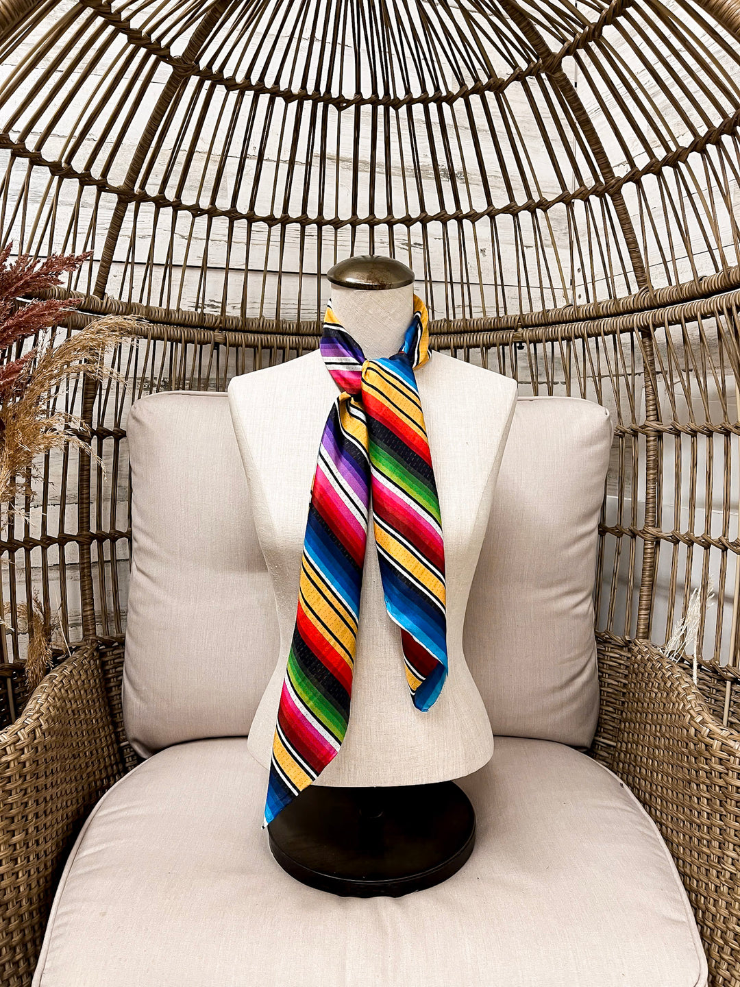 Wyoming Traders | Stripe Southwest Silk Wild Rag Scarf in Yellow Mix