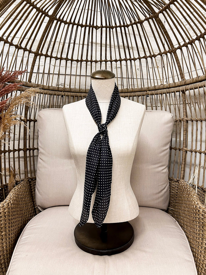 Wyoming Traders | Cowboy Polka Dot Silk Wild Rag Scarf in Black