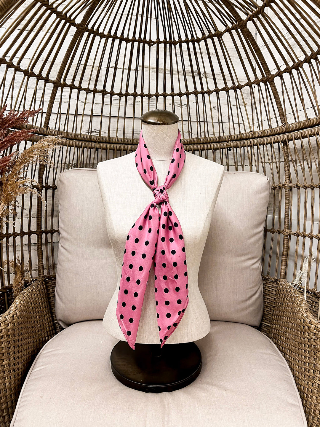 Wyoming Traders | Cowboy Polka Dot Silk Wild Rag Scarf in Pink