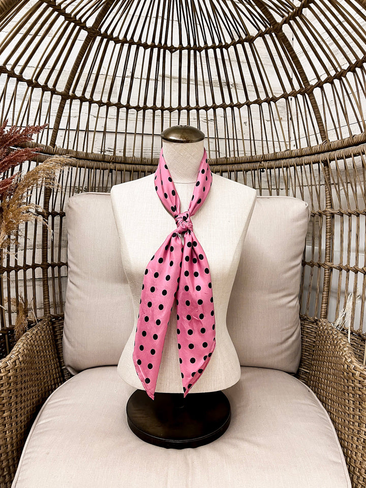 Wyoming Traders | Cowboy Polka Dot Silk Wild Rag Scarf in Pink