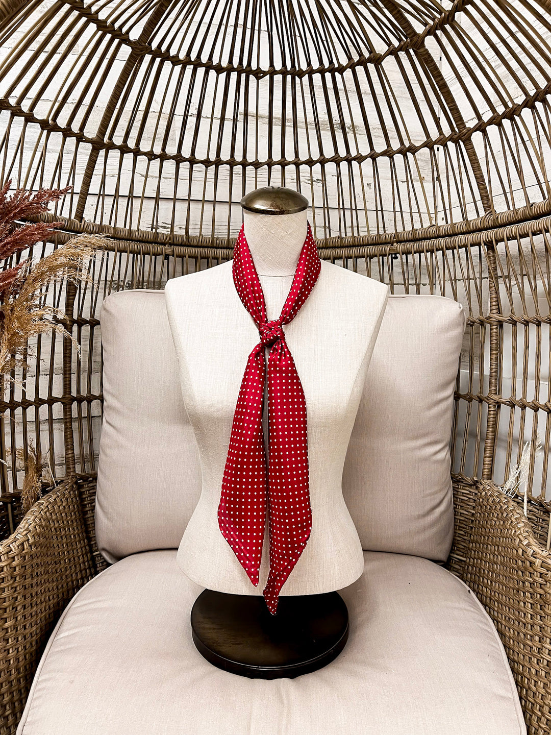 Wyoming Traders | Cowboy Polka Dot Silk Wild Rag Scarf in Red