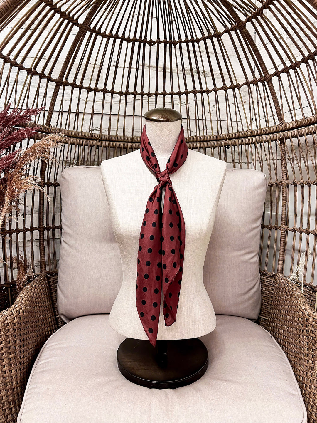 Wyoming Traders | Cowboy Polka Dot Silk Wild Rag Scarf in Wine