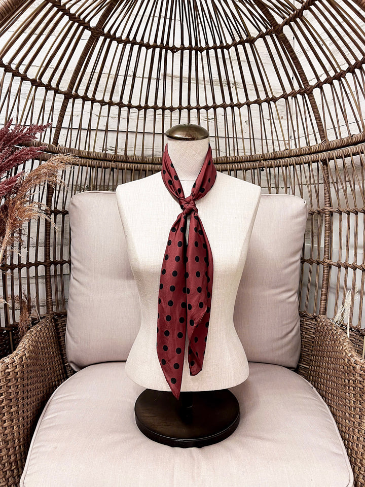 Wyoming Traders | Cowboy Polka Dot Silk Wild Rag Scarf in Wine