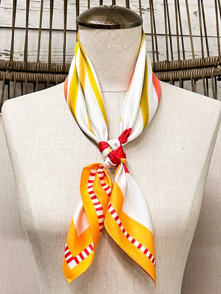 KB's Canvas | Poppy Fleur Floral Print Scarf in Cream and Orange