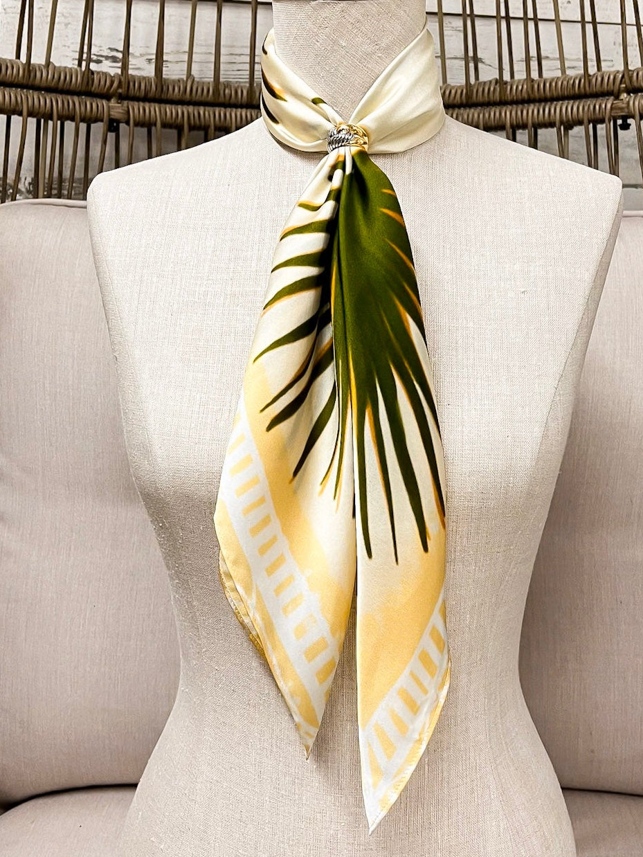 KB's Canvas | Palmè Floral Palm Leaf Print Scarf in Cream and Green