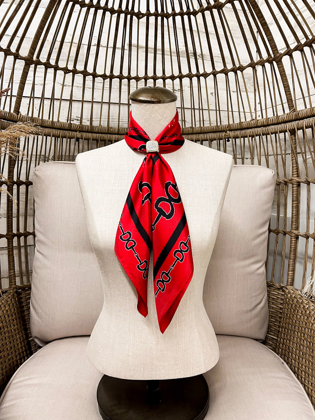 KB's Canvas | In Good Reins Horse Bit Print Scarf in Red and Black