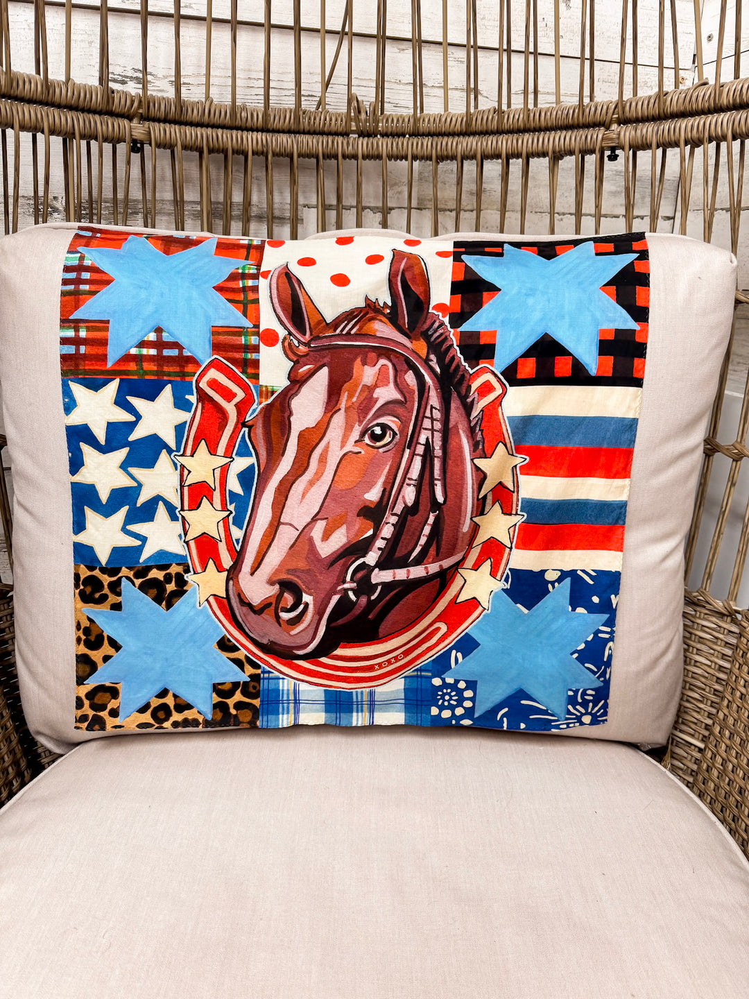 XOXO Art & Co | Star Horse Bandana Scarf in Brown, Blue and Red