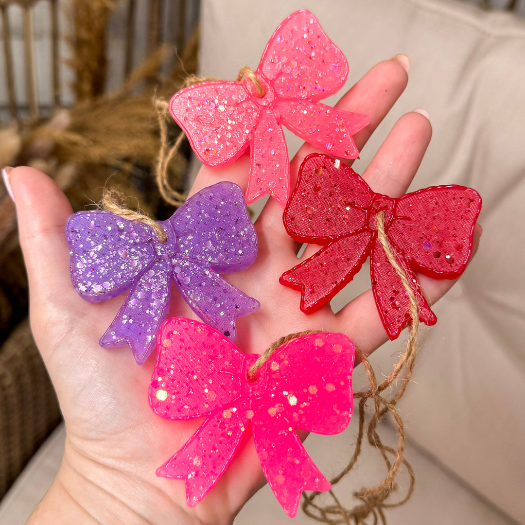 Mystery Spring Color Mini Glitter Bow Car Freshie in Various Scents