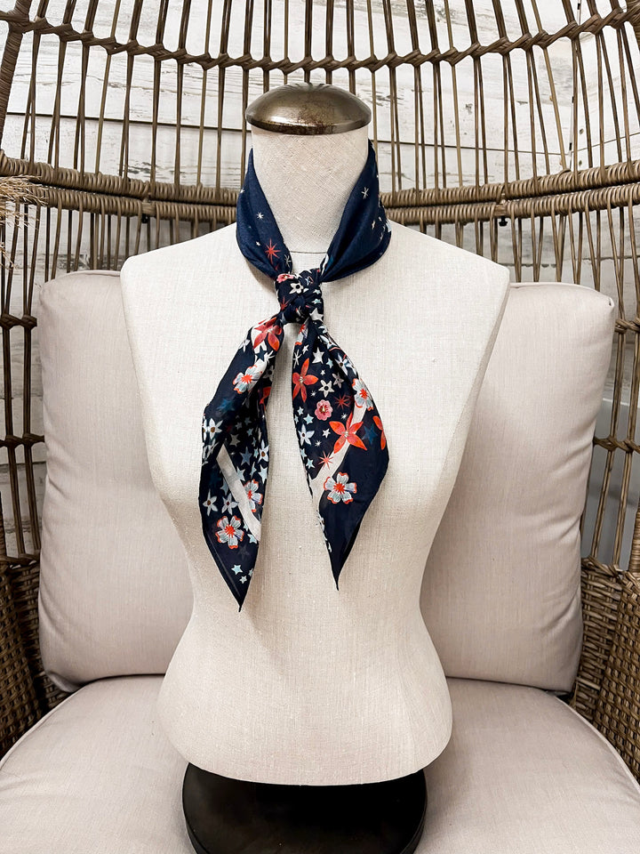 XOXO Art & Co | Star Spangled Shorty Wild Rag Scarf in Navy Blue