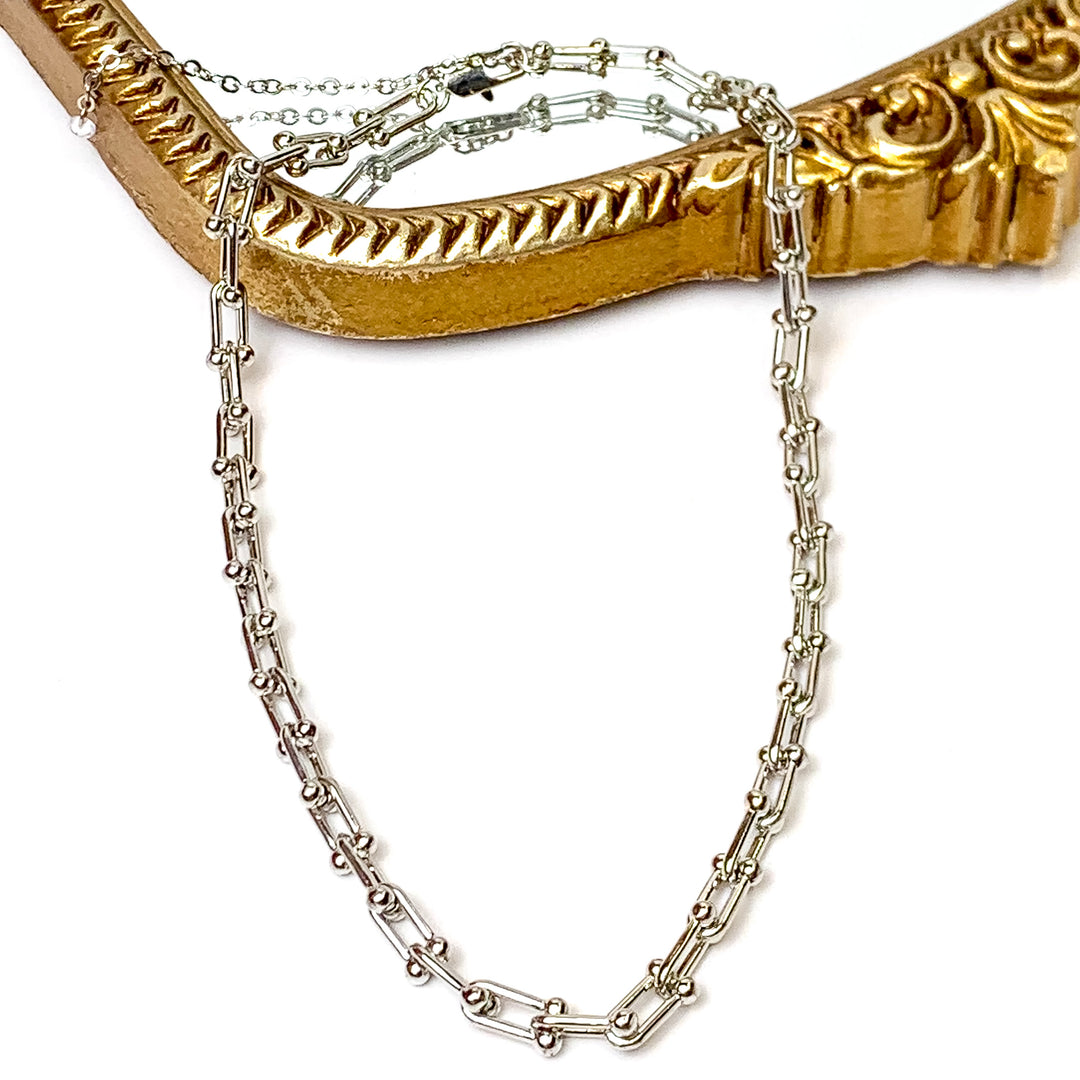 Silver Tone Ball Pin Link Chain Necklace - Giddy Up Glamour Boutique