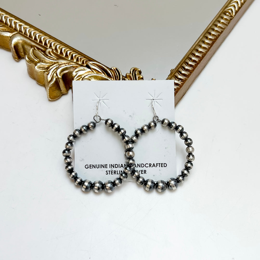 Navajo | Handmade Graduated Sterling Silver Navajo Pearl Hoop Earrings