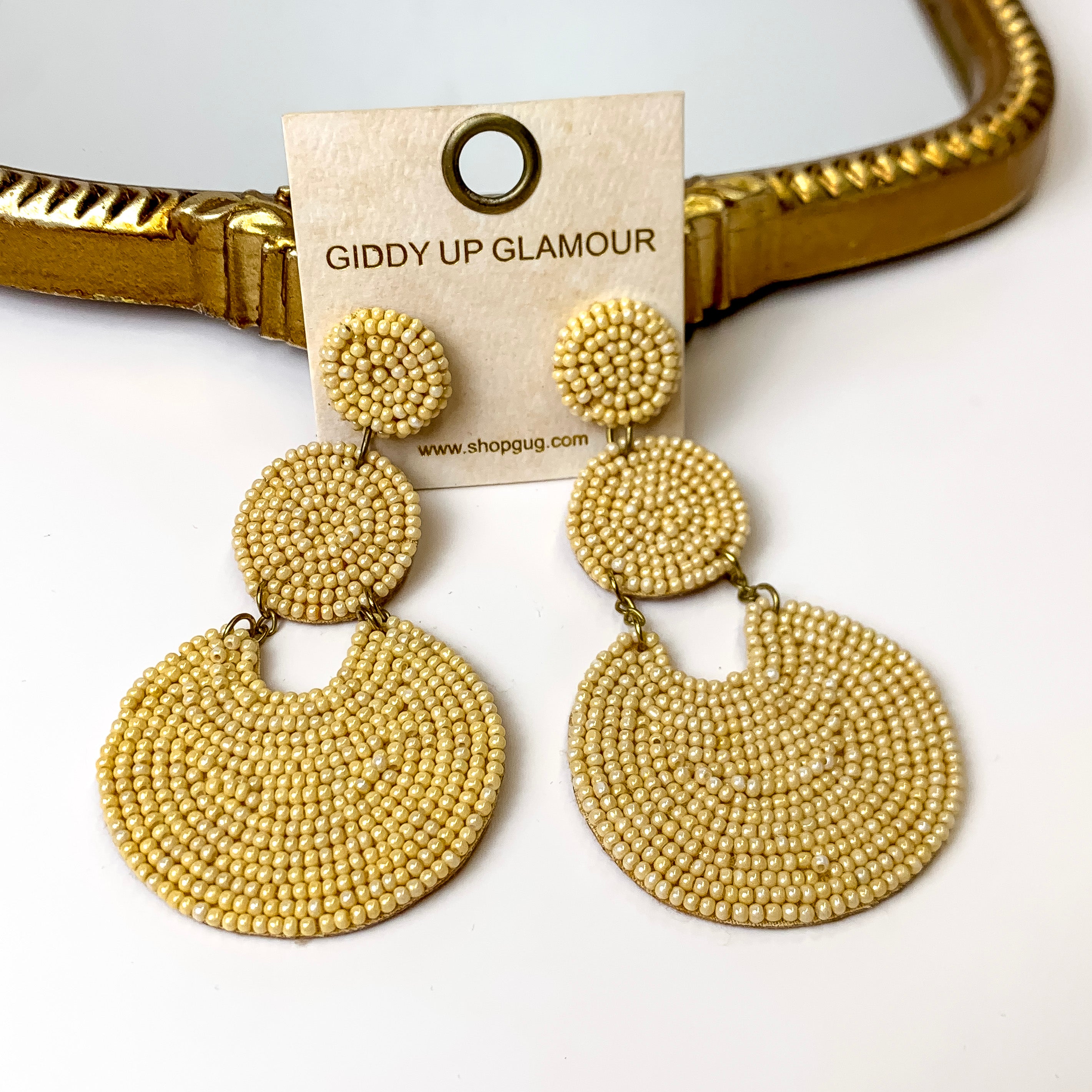 Pure Perfection Seed Bead 3 Tiered Drop Earrings In Ivory - Giddy Up Glamour Boutique