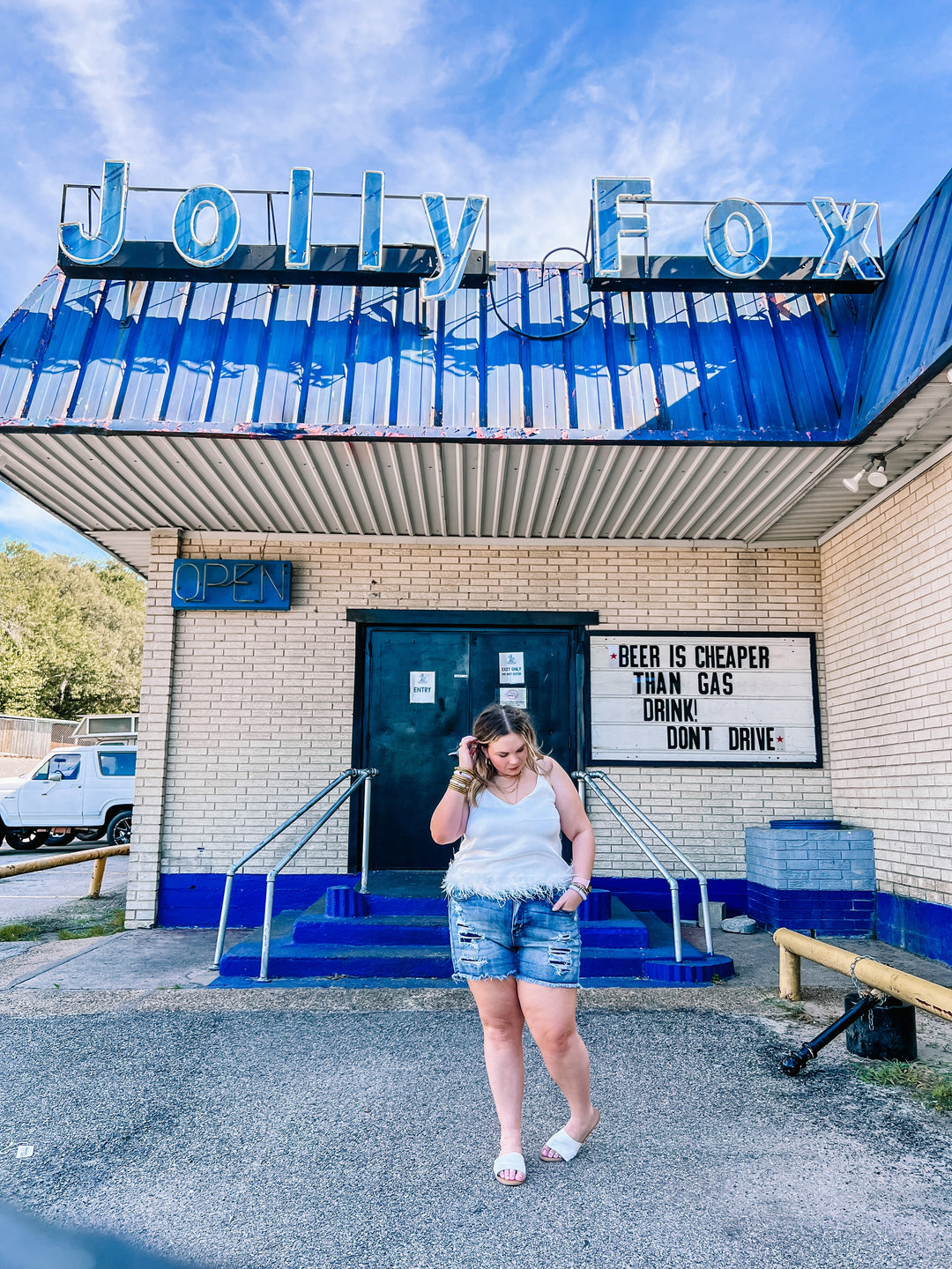 Out All Night Spaghetti Strap Top with Feather Hem in White - Giddy Up Glamour Boutique