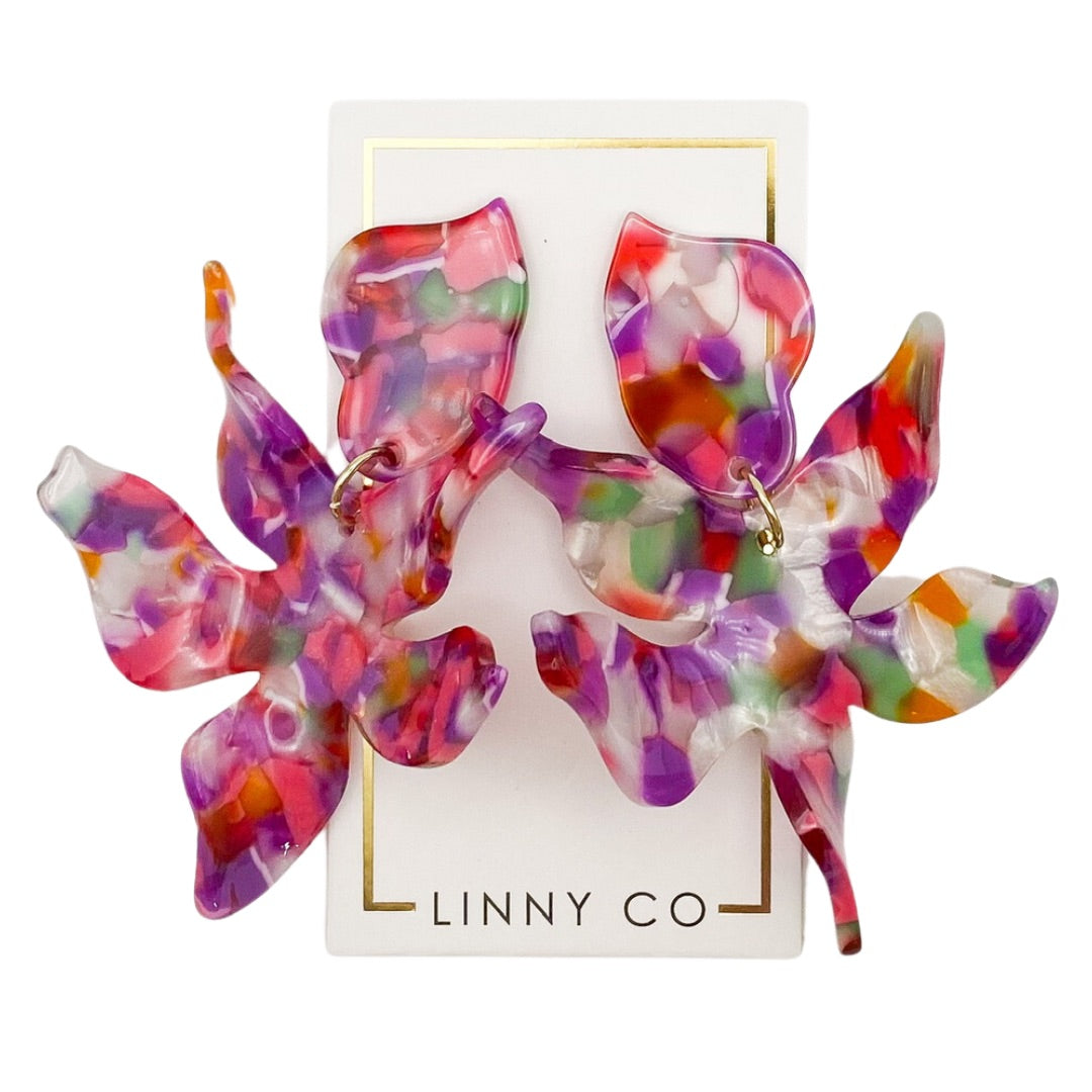 Linny Co | Flora Drop Earrings in Pink Multi