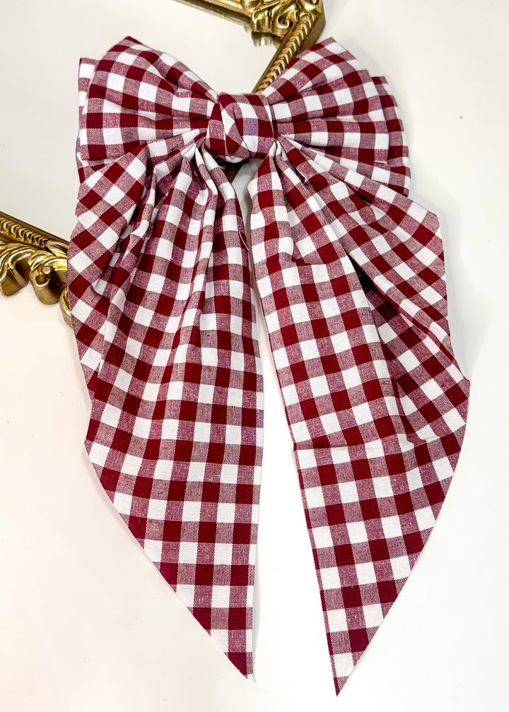 Gameday Spirit Gingham Hair Bow in 3 Color Options