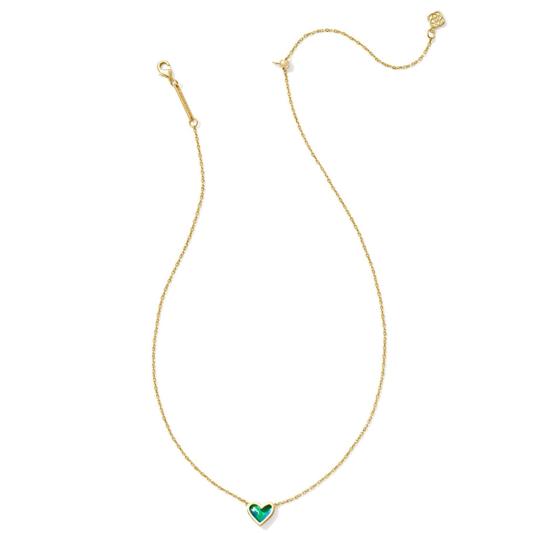 Kendra Scott | Framed Ari Heart Gold Short Pendant Necklace in Mood Stone