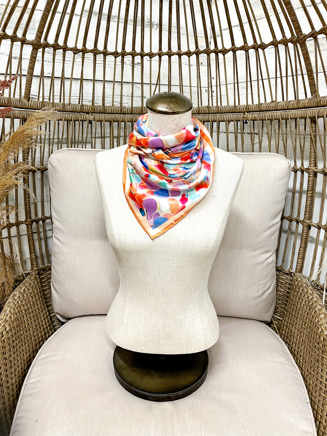Colorburst Bloom Abstract Floral Silk Feel Square Scarf in Multicolor