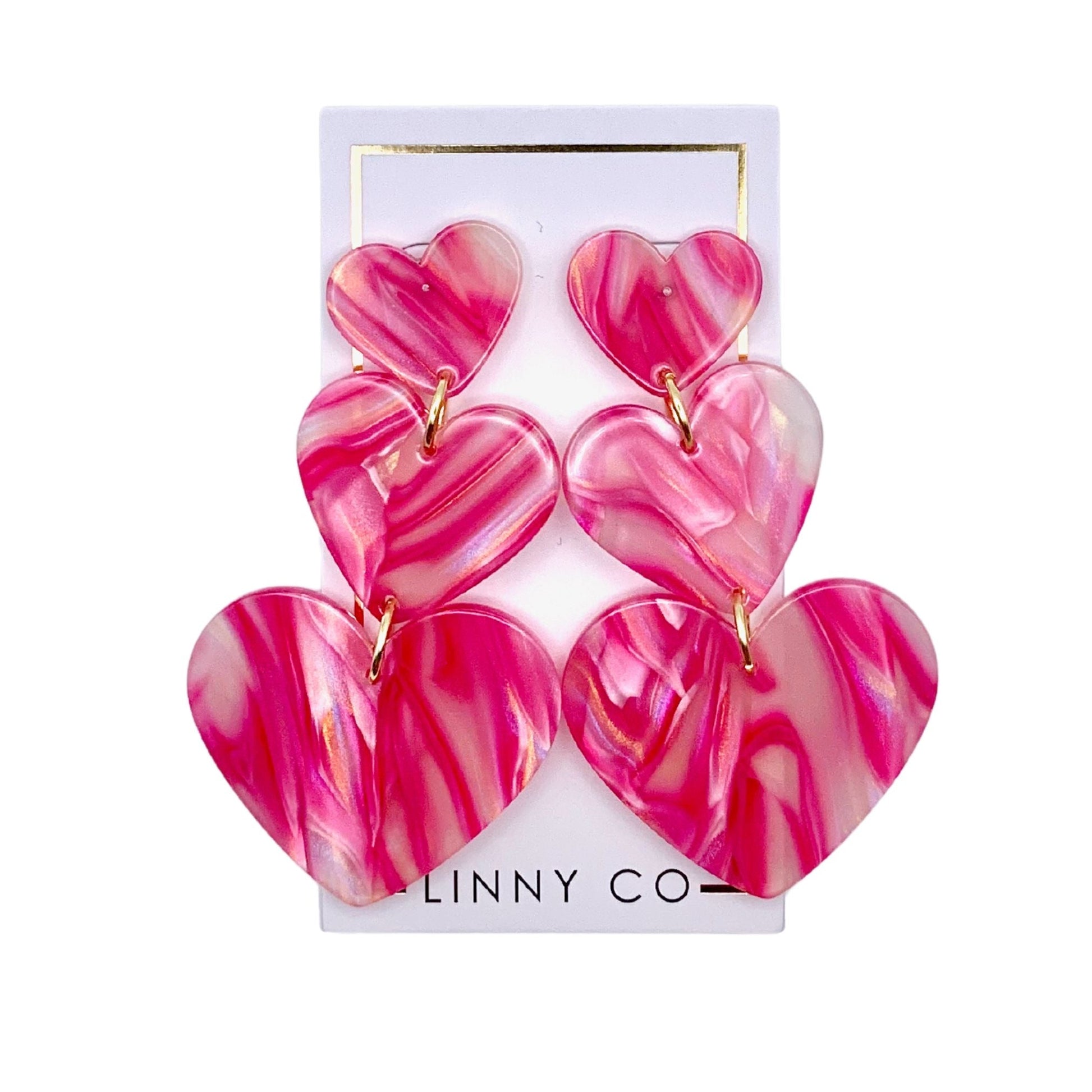 Linny Co | Penny Heart Drop Earrings in Love Struck Pink