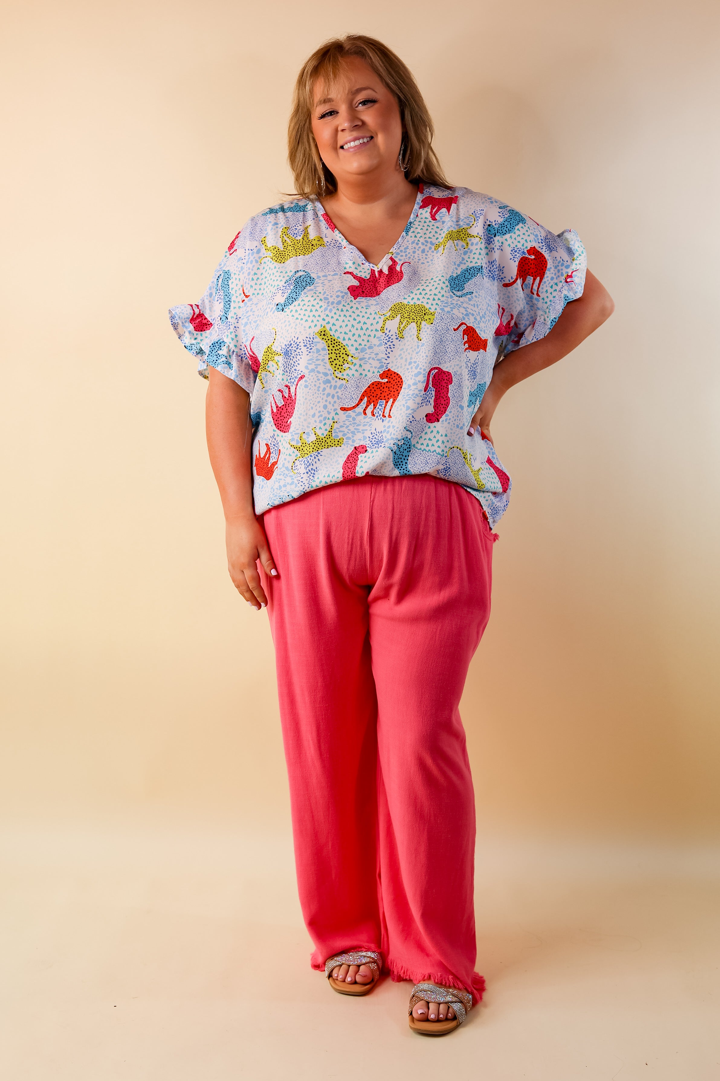 Right On Cue Drawstring Cropped Pants with Frayed Hem in Pink - Giddy Up Glamour Boutique