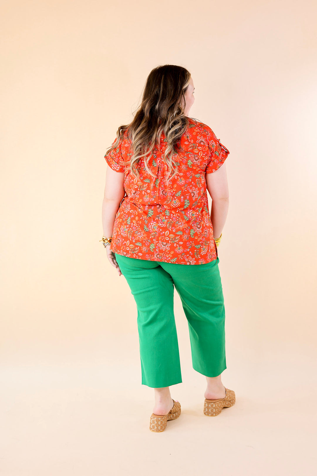 Downtown Darling Floral Print Short Sleeve Tunic Top in Red Mix - Giddy Up Glamour Boutique