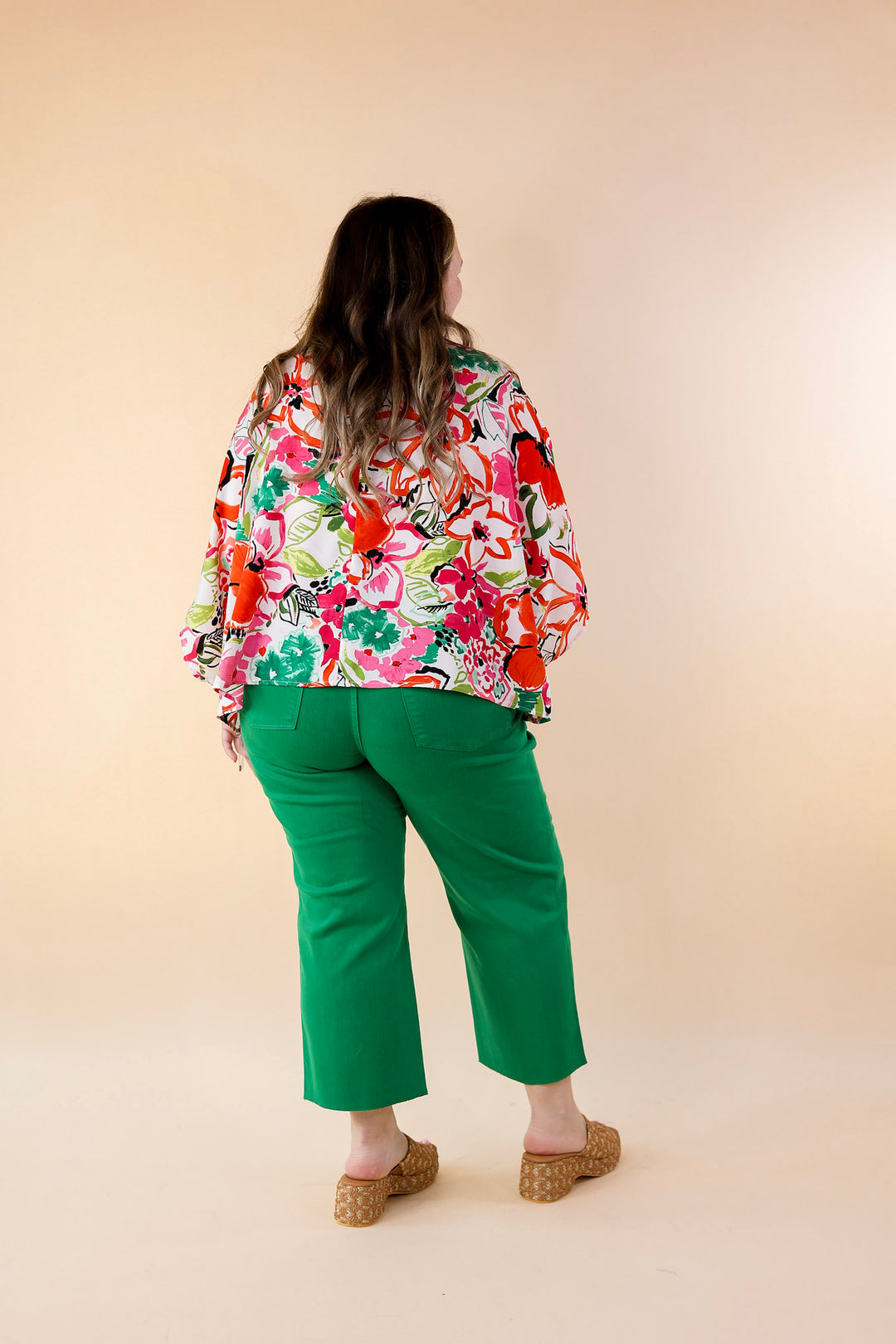 Sailing Away Floral Button Up Poncho Top in Red Mix - Giddy Up Glamour Boutique