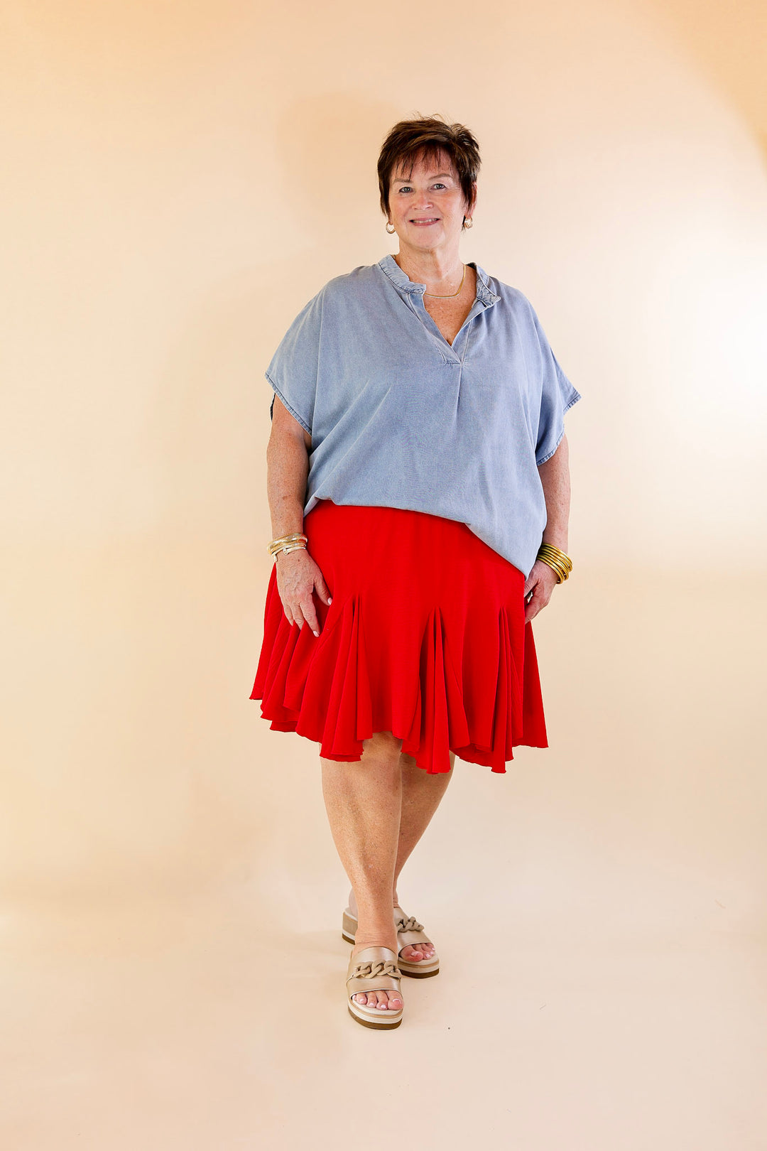 Flight Ruffle Red Ruffle Mini Skirt – Giddy Up Glamour Boutique