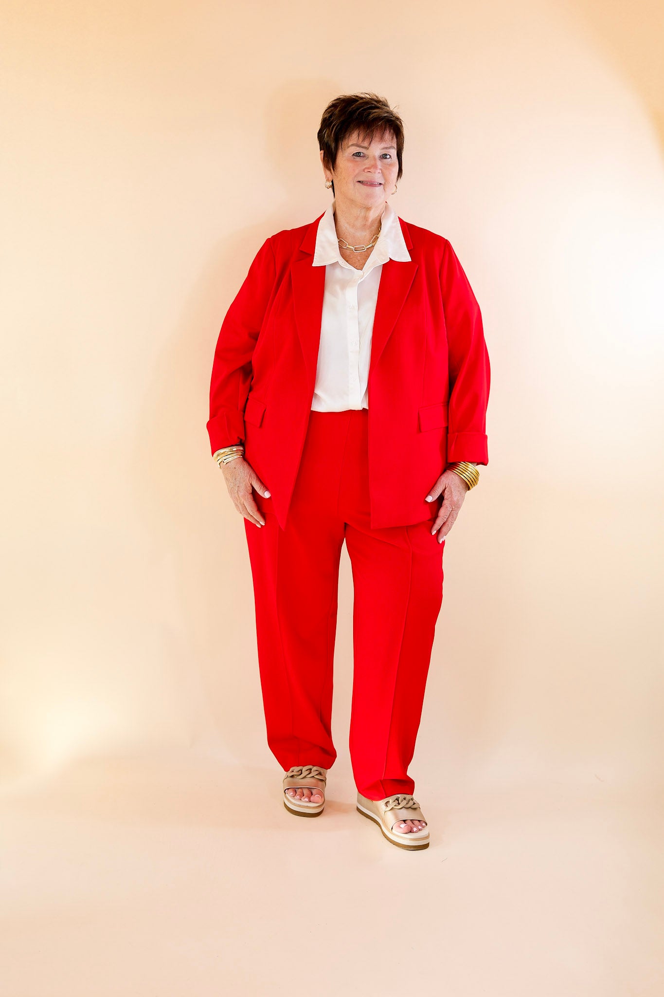 Elegant Ensemble Blazer in Scarlet Red