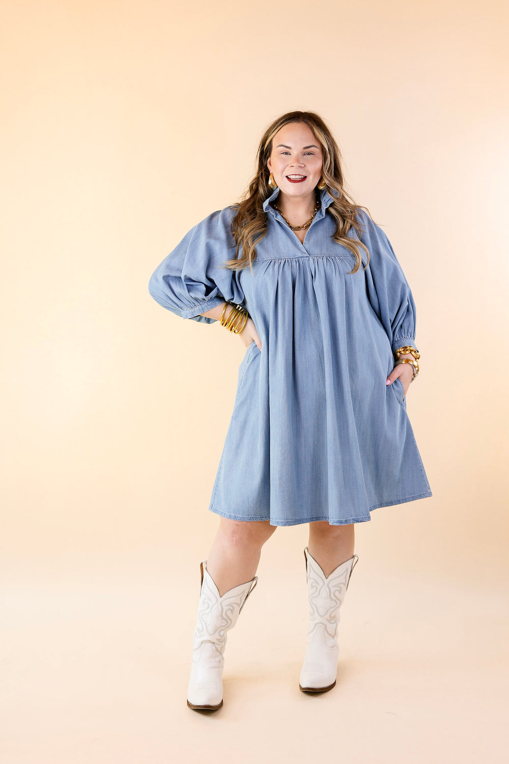 Emily McCarthy | Stella Dress in Denim - Giddy Up Glamour Boutique