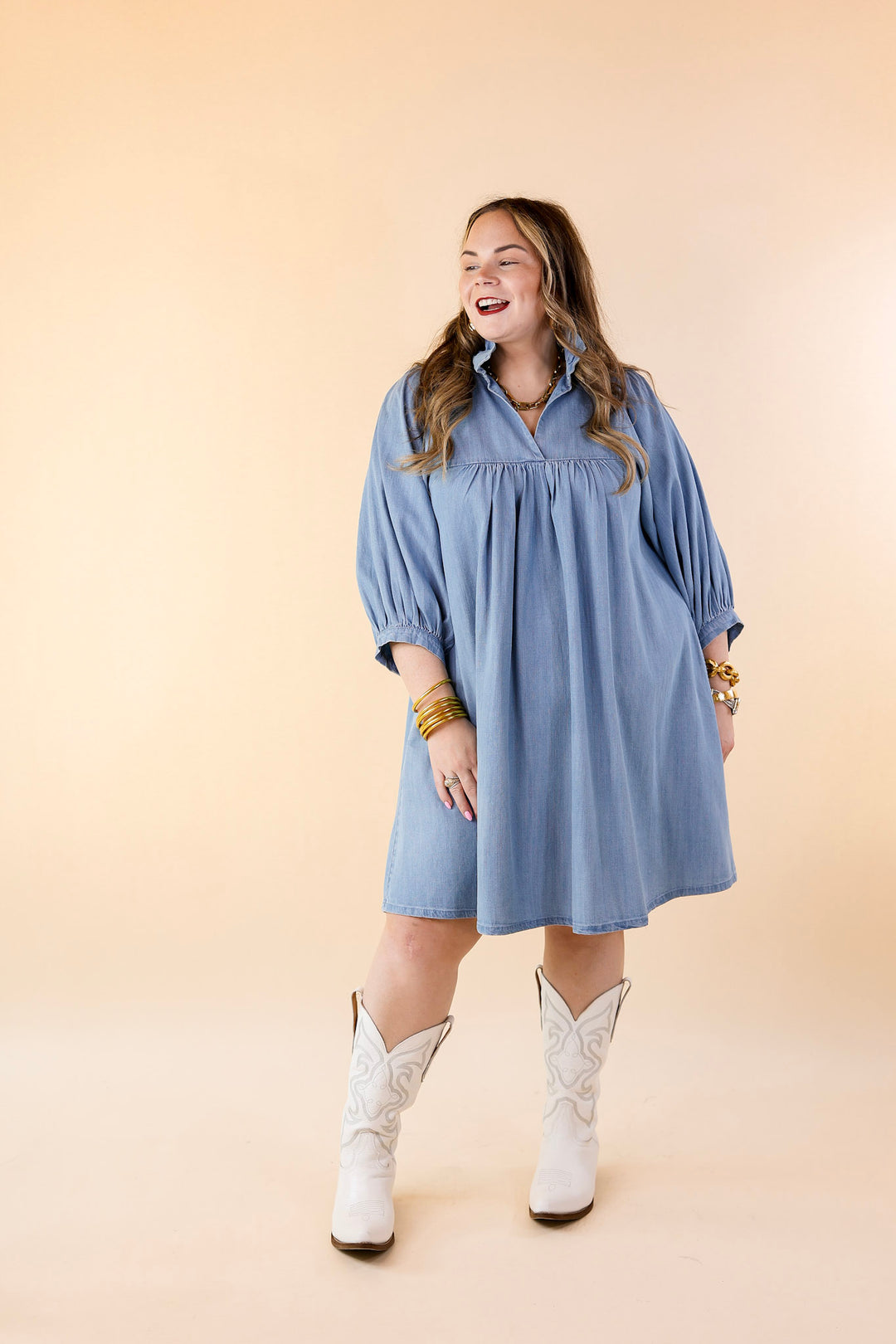 Emily McCarthy | Stella Dress in Denim - Giddy Up Glamour Boutique
