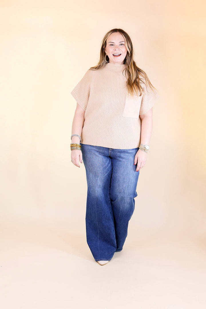 City Sights Cap Sleeve Sweater Top in Bone Cream