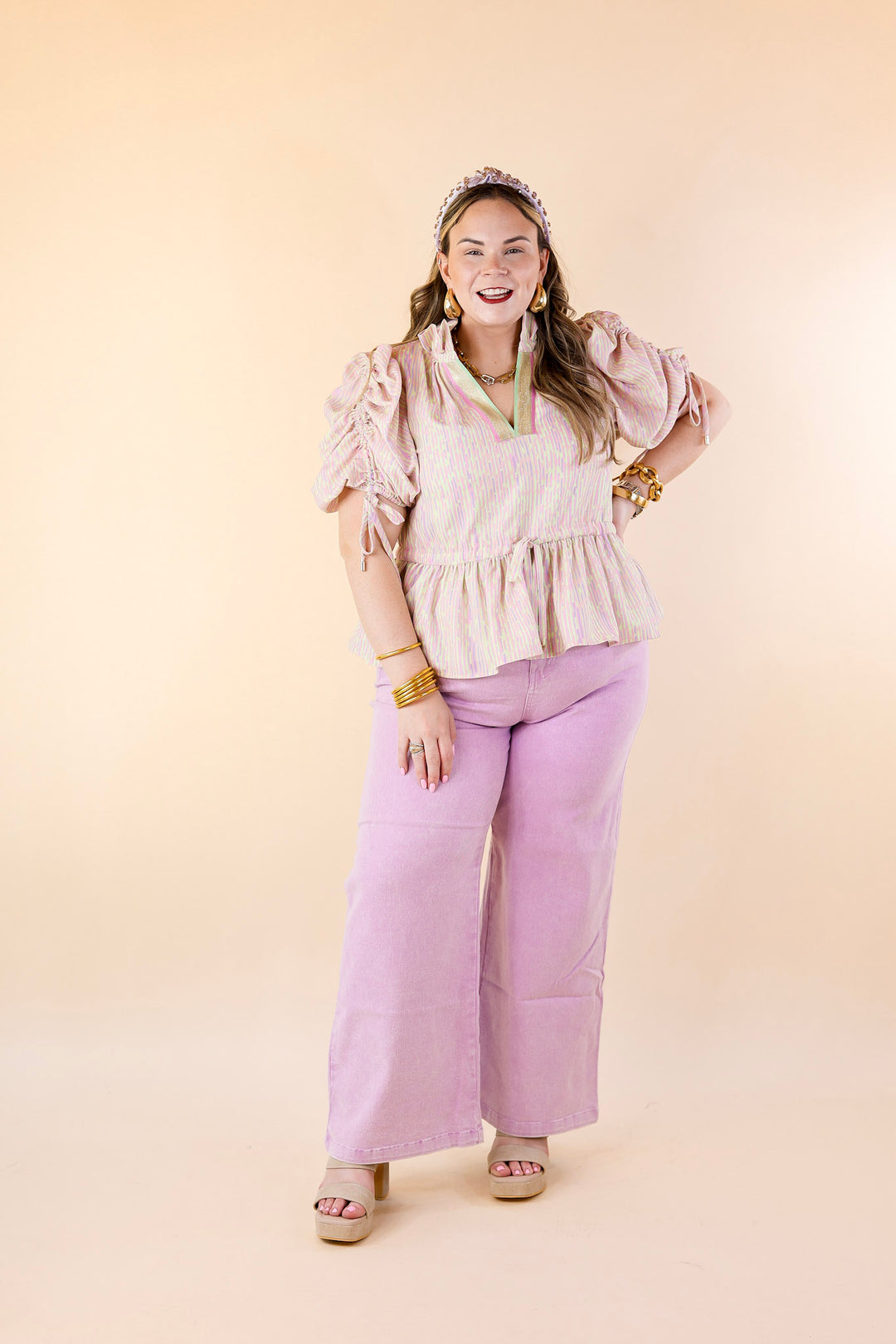 Emily McCarthy | Posey Top in Highlighter Stripe Pink - Giddy Up Glamour Boutique