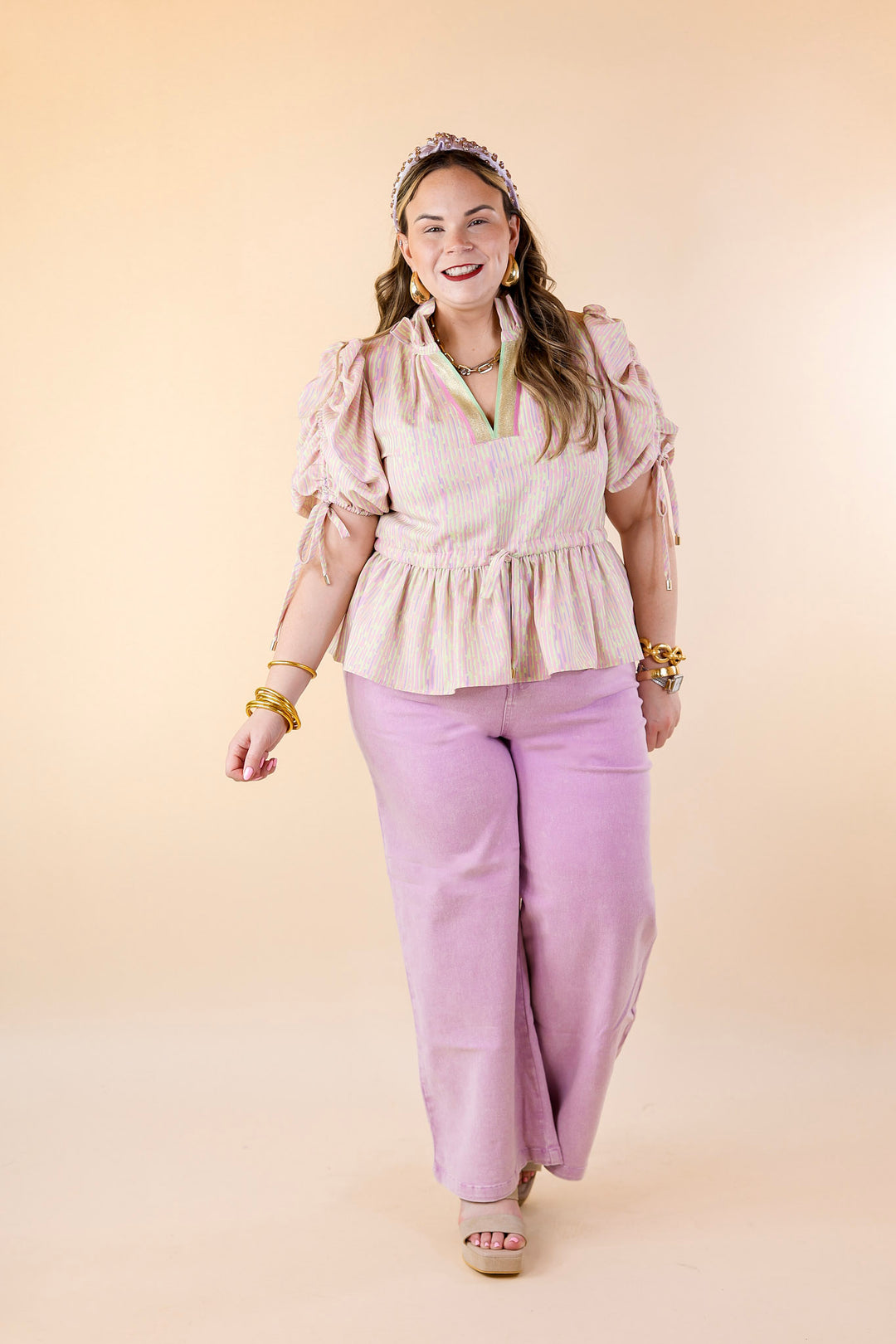 Emily McCarthy | Posey Top in Highlighter Stripe Pink - Giddy Up Glamour Boutique