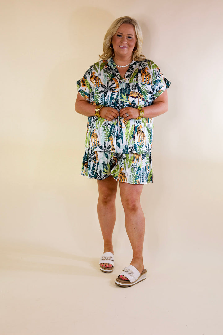 Center of Attention Jungle Print Short in White