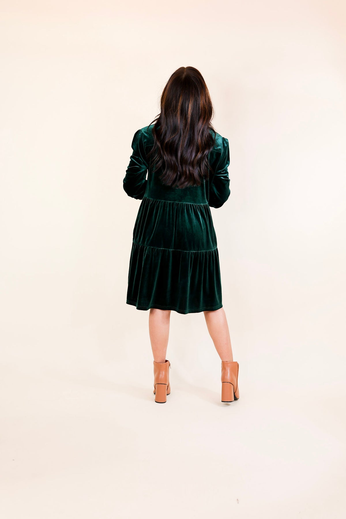 Green Velvet Babydoll Dress with long Sleeves Giddy Up Glamour Boutique Green Velvet Babydoll Dress with long Sleeves Giddy Up Glamour Boutique