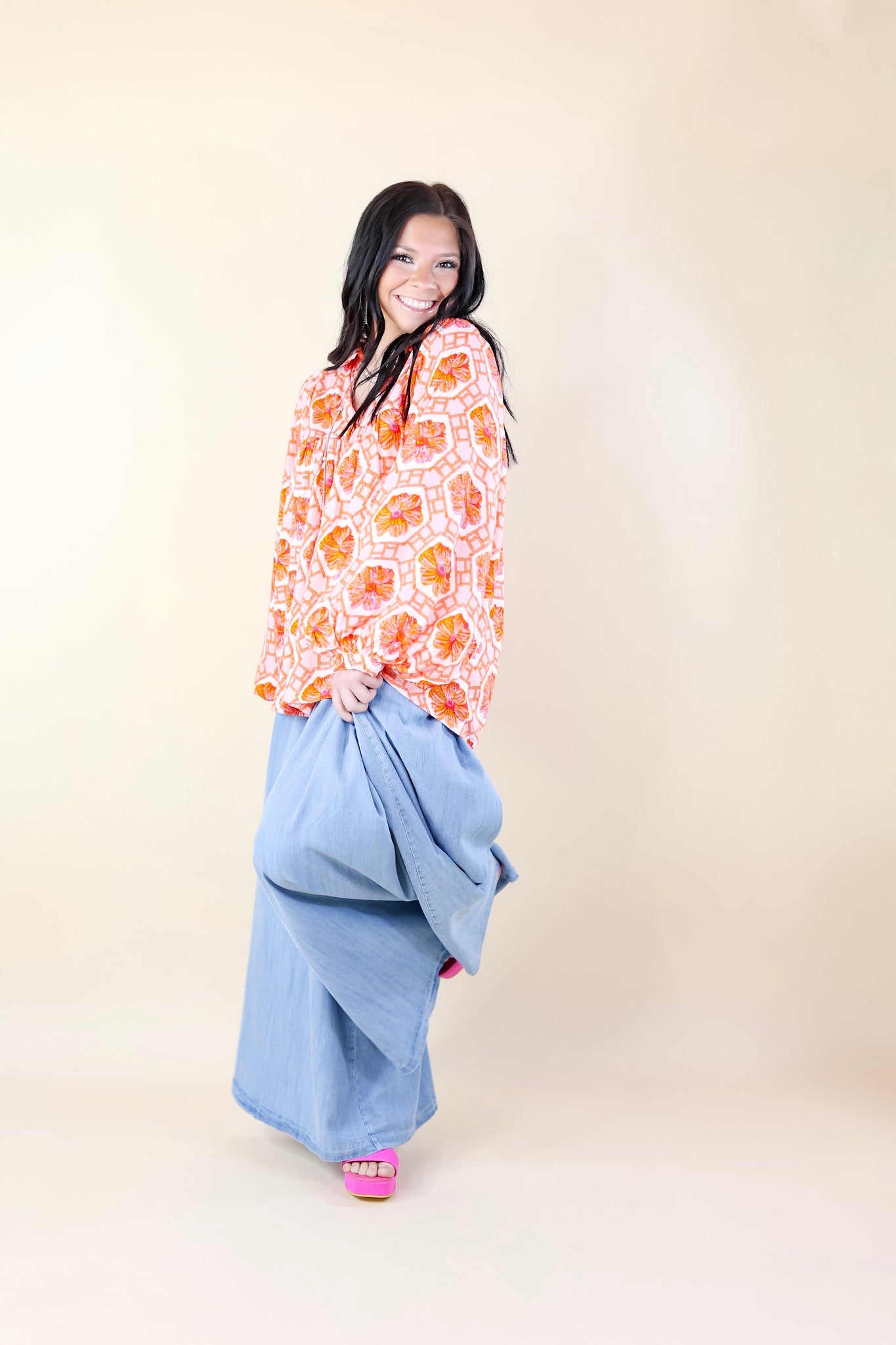 Emily McCarthy | Palazzo Pant in Denim - Giddy Up Glamour Boutique