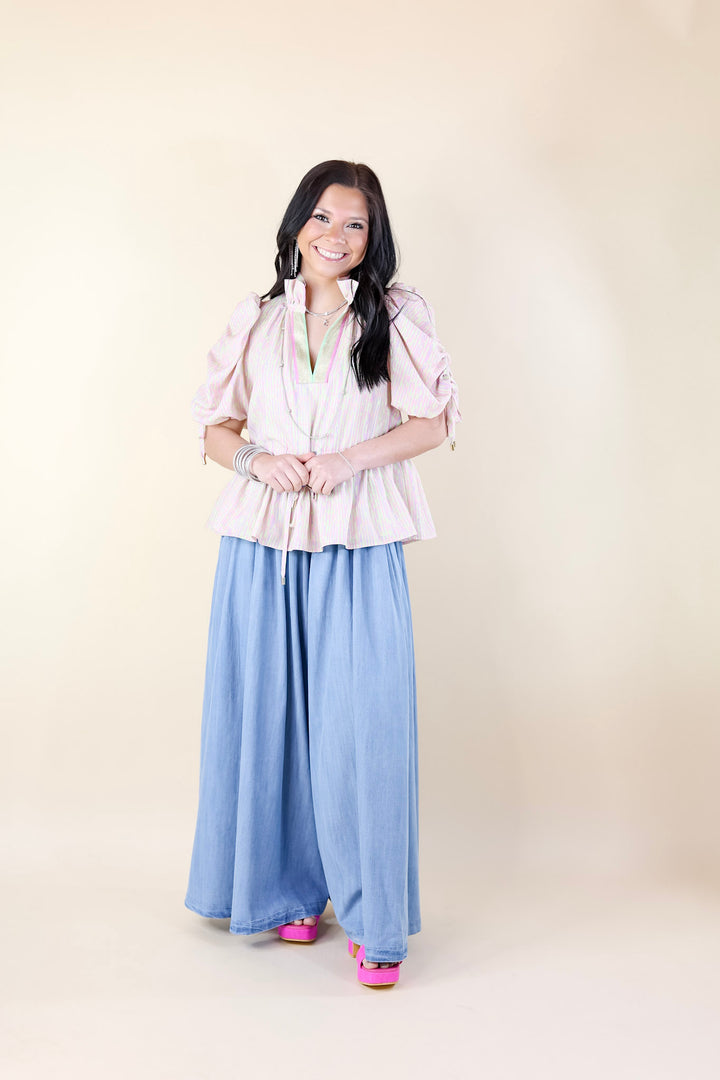 Emily McCarthy | Posey Top in Highlighter Stripe Pink - Giddy Up Glamour Boutique