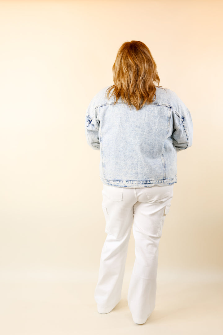 Judy Blue | Chic Efforts Cargo Straight Leg Jeans in White - Giddy Up Glamour Boutique