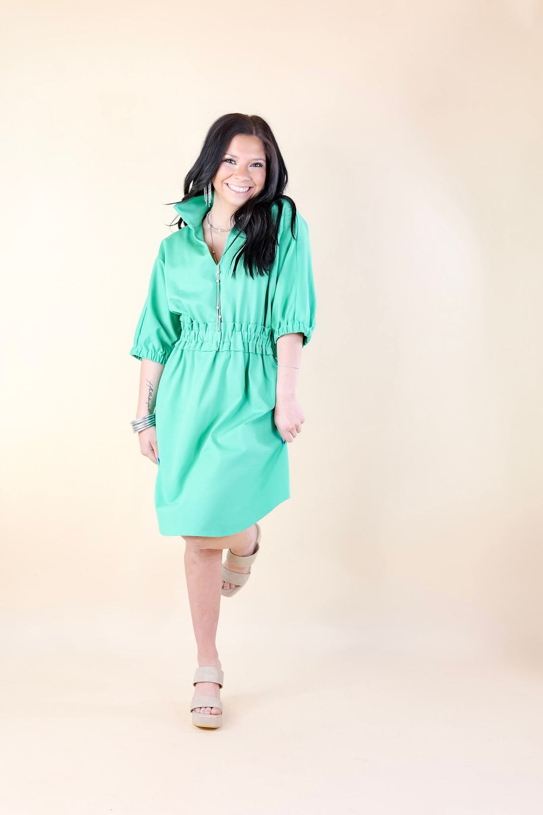 Emily McCarthy | Palmer Dress in Green - Giddy Up Glamour Boutique