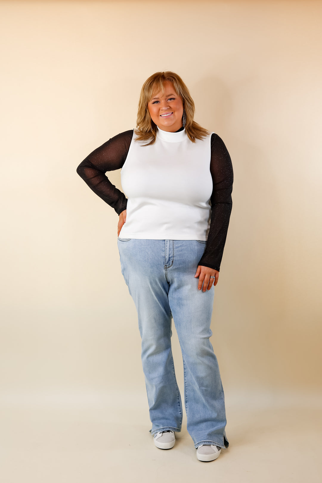 SPANX | AirEssentials Mock Neck Tank Top in White - Giddy Up Glamour Boutique