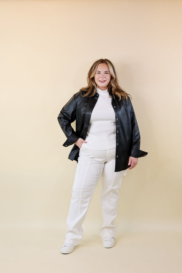 Judy Blue | Chic Efforts Cargo Straight Leg Jeans in White - Giddy Up Glamour Boutique
